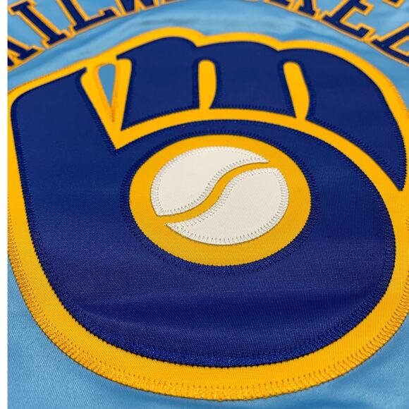 Milwaukee Brewers Jacket Mitchell & Ness-Blue Men's Small/Women's Medium New - Picture 4 of 9